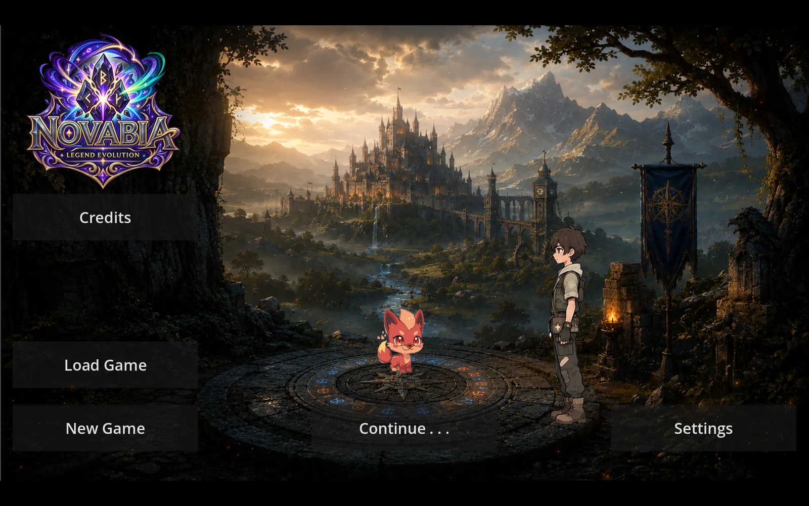 Current Novabia development build main menu