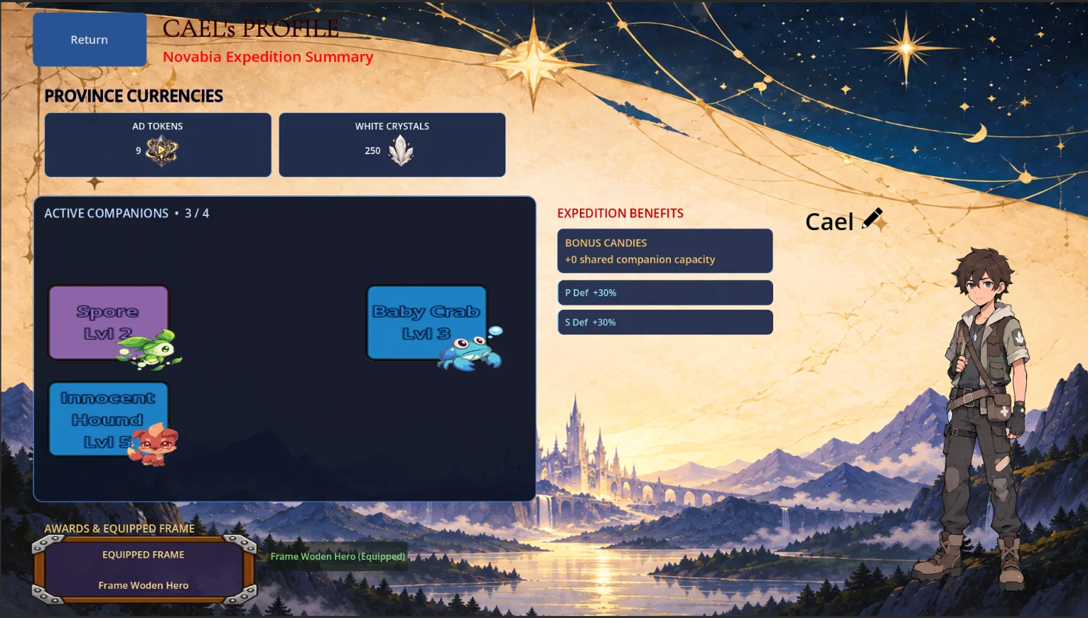 Novabia expedition profile and active companion roster