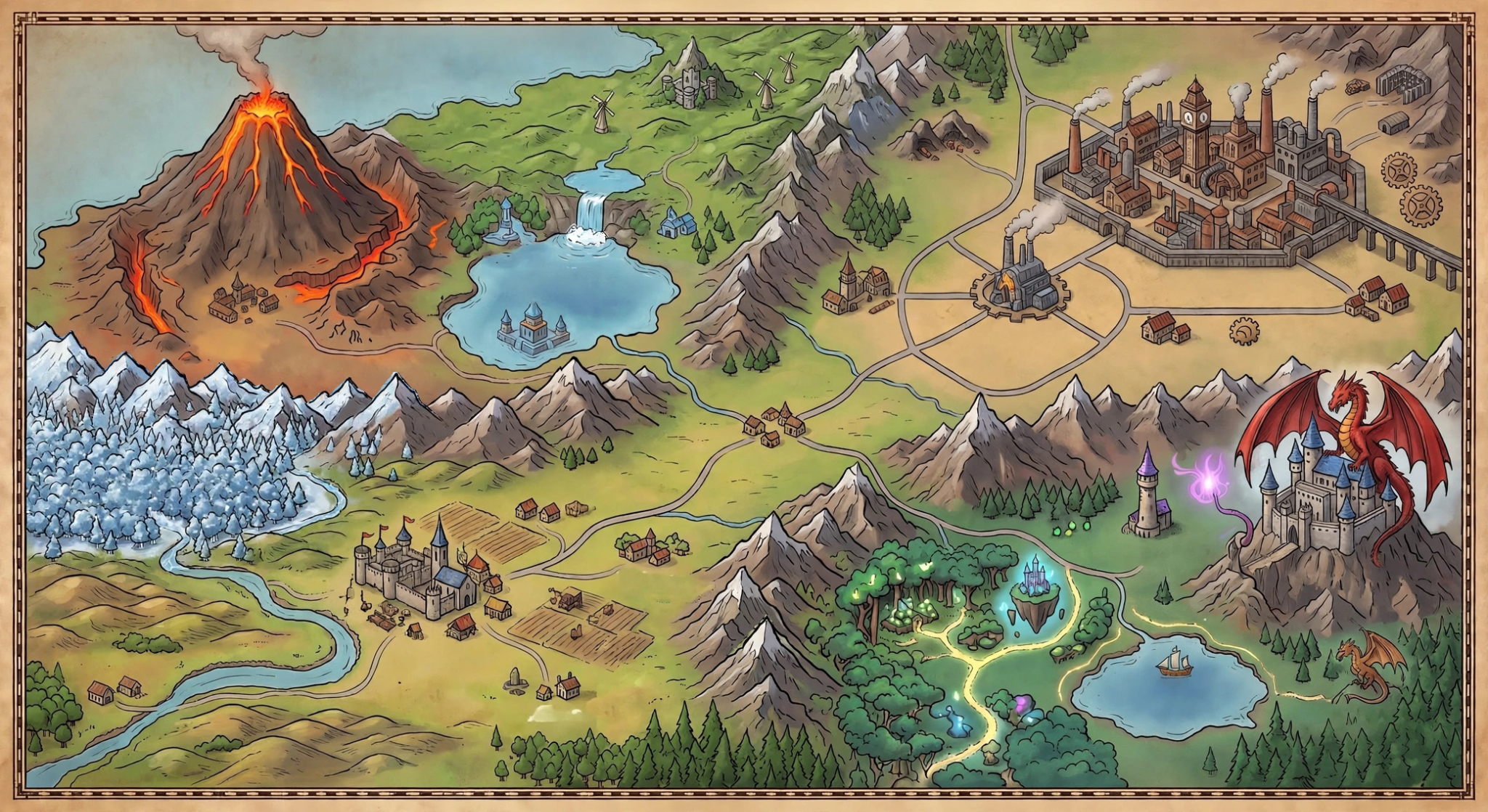Illustrated world map of Novabia